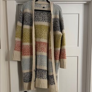 Multicolor Striped Open Front Cardigan